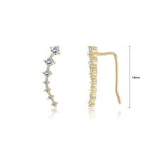 Load image into Gallery viewer, 925 Sterling Silver Plated Gold Simple Geometric Line Ear Clips with Austrian Element Crystal - Glamorousky