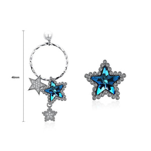 925 Sterling Silve Elegant Romantic Brilliant Fantasy Blue Starry Sky Asymmetric Earrings with Austrian Element Crystal - Glamorousky