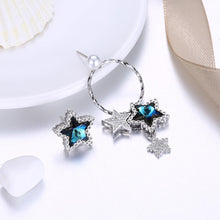 Load image into Gallery viewer, 925 Sterling Silve Elegant Romantic Brilliant Fantasy Blue Starry Sky Asymmetric Earrings with Austrian Element Crystal - Glamorousky