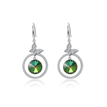 Load image into Gallery viewer, 925 Sterling Silve Elegant Noble Romantic Sweet Butterfly Earrings with Green Austrian Element Crystal - Glamorousky