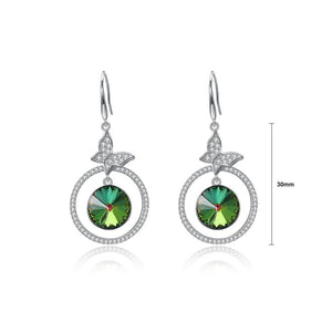 925 Sterling Silve Elegant Noble Romantic Sweet Butterfly Earrings with Green Austrian Element Crystal - Glamorousky