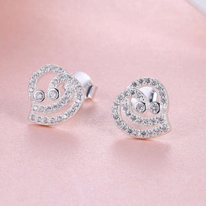 925 Sterling Silver Simple Elegant Fashion Heart Shape Earrings and Ear Studs with Cubic Zircon - Glamorousky