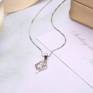 925 Sterling Silve Simple Elegant Hollow Out Pendant and Necklace with Cubic Zircon - Glamorousky