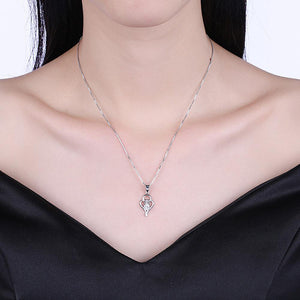 925 Sterling Silve Simple Elegant Hollow Out Pendant and Necklace with Cubic Zircon - Glamorousky