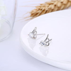 925 Sterling Silver Simple Mini Elegant Ear Studs and Earrings with Cubic Zircon - Glamorousky