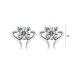 925 Sterling Silver Simple Mini Elegant Ear Studs and Earrings with Cubic Zircon - Glamorousky