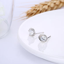 Load image into Gallery viewer, 925 Sterling Silver Simple Mini Elegant Oval Ear Studs and Earrings with Cubic Zircon - Glamorousky