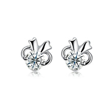Load image into Gallery viewer, 925 Sterling Silver Simple Mini Elegant Cute Rabbit Ear Studs and Earrings with Cubic Zircon - Glamorousky