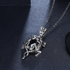 925 Sterling Silver Retro Fashion Gecko Pendant and Necklace - Glamorousky