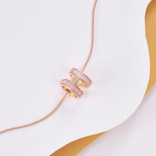 Load image into Gallery viewer, 925 Sterling Silver Plated Rose Gold Simple Letter H Pendant with Necklace - Glamorousky