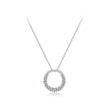 Load image into Gallery viewer, 925 Sterling Silver Simple Circle Pendant with Austrian Element Crystal and Necklace - Glamorousky