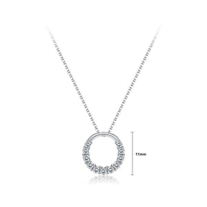 925 Sterling Silver Simple Circle Pendant with Austrian Element Crystal and Necklace - Glamorousky