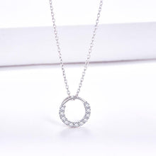 Load image into Gallery viewer, 925 Sterling Silver Simple Circle Pendant with Austrian Element Crystal and Necklace - Glamorousky