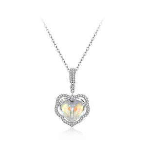 925 Sterling Silver Fashion Elegant Heart Pendant with Austrian Element Crystal and Necklace - Glamorousky