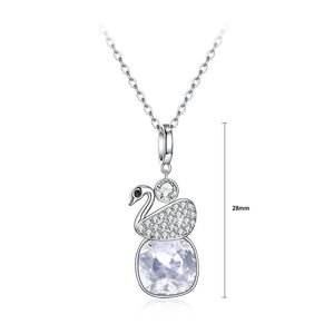 925 Sterling Silver Elegant Swan Geometric Pendant with White Austrian Element Crystal and Necklace - Glamorousky