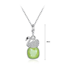 Load image into Gallery viewer, 925 Sterling Silver Elegant Swan Geometric Pendant with Green Austrian Element Crystal and Necklace - Glamorousky