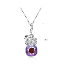 Load image into Gallery viewer, 925 Sterling Silver Elegant Swan Geometric Pendant with Red Austrian Element Crystal and Necklace - Glamorousky