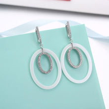 Load image into Gallery viewer, 925 Sterling Silve Simple Elegant Noble Romantic White Geometric Oval Circle Earrings with Cubic Zircon - Glamorousky