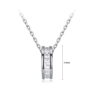 925 Sterling Silver Fashion Elegant Round Pendant with Cubic Zircon and Necklace - Glamorousky