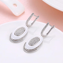 Load image into Gallery viewer, 925 Sterling Silve Simple Elegant Noble Romantic White Geometric Oval Circle Earrings with Cubic Zircon - Glamorousky