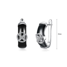 Load image into Gallery viewer, 925 Sterling Silve Simple Elegant Noble Black Ceramic Earrings with Cubic Zircon - Glamorousky