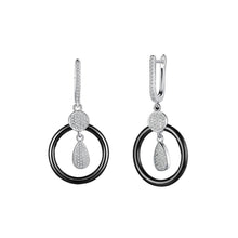 Load image into Gallery viewer, 925 Sterling Silve Simple Elegant Noble Luxury Round Black Ceramic Earrings with Cubic Zircon - Glamorousky