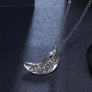925 Sterling Silver Retro Fashion Personality Crescent Pendant with Necklace - Glamorousky
