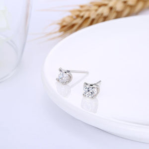 925 Sterling Silver Simple Mini Fashion Ear Studs and Earrings with Cubic Zircon - Glamorousky