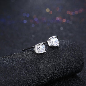 925 Sterling Silver Simple Mini Fashion Ear Studs and Earrings with Cubic Zircon - Glamorousky