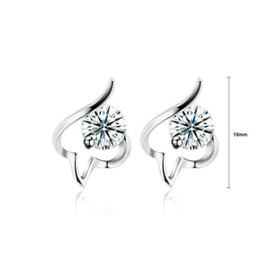 925 Sterling Silver Simple Mini Fashion Creative Hollow Out Heart Shape Earrings with Cubic Zircon - Glamorousky