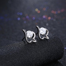 Load image into Gallery viewer, 925 Sterling Silver Simple Mini Fashion Creative Hollow Out Heart Shape Earrings with Cubic Zircon - Glamorousky