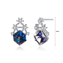 Load image into Gallery viewer, 925 Sterling Silver Sparkling Snowflake Square Earrings with Blue Austrian Element Crystal - Glamorousky
