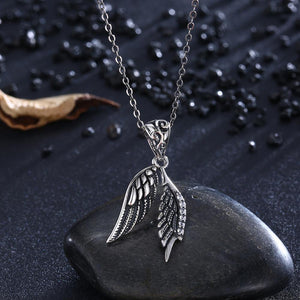 925 Sterling Silver Retro Elegant Fashion Angel Wings Pendant and Necklace with Cubic Zircon - Glamorousky