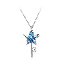 Load image into Gallery viewer, 925 Sterling Silver Elegant Fashion Star and Key Pendant and Necklace with Blue Austrian Element Crystal - Glamorousky