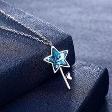 Load image into Gallery viewer, 925 Sterling Silver Elegant Fashion Star and Key Pendant and Necklace with Blue Austrian Element Crystal - Glamorousky