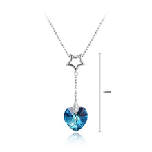 Load image into Gallery viewer, 925 Sterling Silver Sparkling Fashion Elegant Romantic Star and Heart Shape Pendant and Necklace with Blue Austrian Element Crystal - Glamorousky