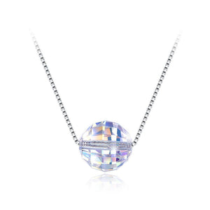 925 Sterling Silver Sparkling Simple Fashion Crystal Ball Pendant and Necklace with Austrian Element Crystal - Glamorousky