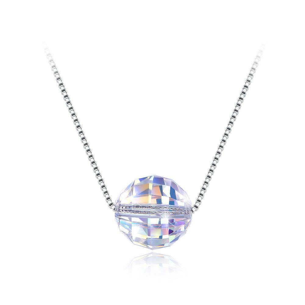 925 Sterling Silver Sparkling Simple Fashion Crystal Ball Pendant and Necklace with Austrian Element Crystal - Glamorousky