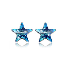 Load image into Gallery viewer, 925 Sterling Silver Simple Elegant Fashion Star Ear Studs and Earrings with Blue Austrian Element Crystal - Glamorousky