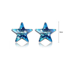 Load image into Gallery viewer, 925 Sterling Silver Simple Elegant Fashion Star Ear Studs and Earrings with Blue Austrian Element Crystal - Glamorousky