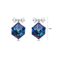 Load image into Gallery viewer, 925 Sterling Silver Elegant Fashion Bowknot and Blue Cube Sugar Earrings with Austrian Element Crystal - Glamorousky