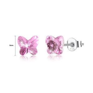 925 Sterling Silve Elegant Noble Romantic Sweet Butterfly Earrings with Pink Austrian Element Crystal - Glamorousky