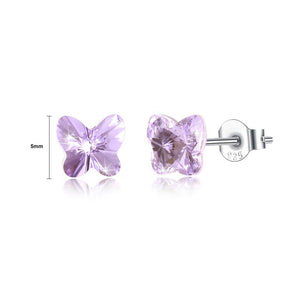 925 Sterling Silve Elegant Noble Romantic Sweet Butterfly Earrings with Purple Austrian Element Crystal - Glamorousky