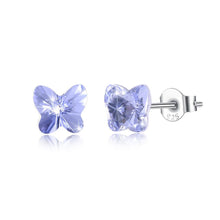 Load image into Gallery viewer, 925 Sterling Silve Elegant Noble Romantic Sweet Fantasy Butterfly Earrings with Light Blue Austrian Element Crystal - Glamorousky