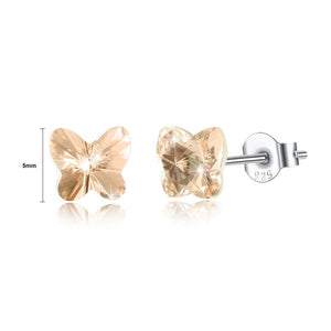 925 Sterling Silve Elegant Noble Romantic Sweet Fashion Golden Butterfly Earrings with  Austrian Element Crystal - Glamorousky