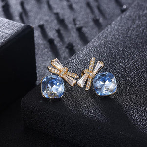 925 Sterling Silve Sparkling Elegant Noble Romantic Sweet Fantasy Blue Butterfly Earrings with Austrian Element Crystal - Glamorousky