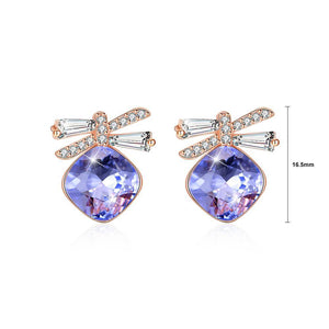 925 Sterling Silve Sparkling Elegant Noble Romantic Sweet Fantasy Purple Butterfly Earrings with Austrian Element Crystal - Glamorousky