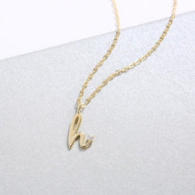 Load image into Gallery viewer, 925 Sterling Silver Simple Plated Gold Letter H Pendant with Austrian Element Crystal and Necklace - Glamorousky