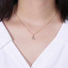Load image into Gallery viewer, 925 Sterling Silver Simple Plated Gold Letter H Pendant with Austrian Element Crystal and Necklace - Glamorousky