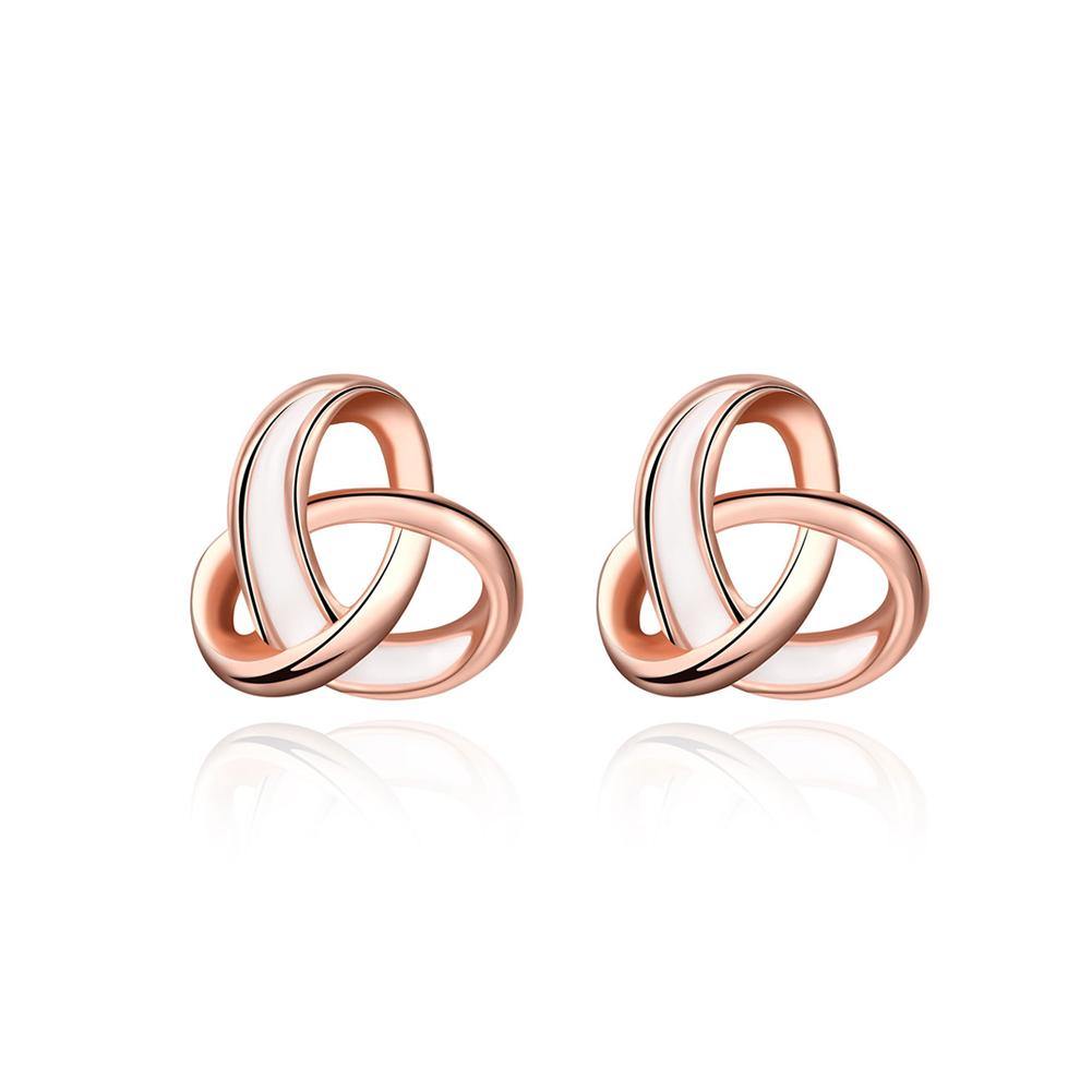 Simple Fashion Plated Rose Gold Cross Knot Stud Earrings - Glamorousky